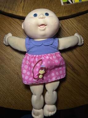 Vintage 1991 Cabbage Patch Kids Bald Baby Doll with Blue Eyes